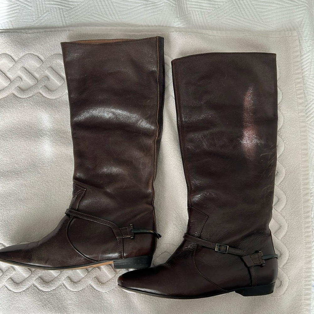Frye women’s chocolate brown riding boots under knee length size 6B